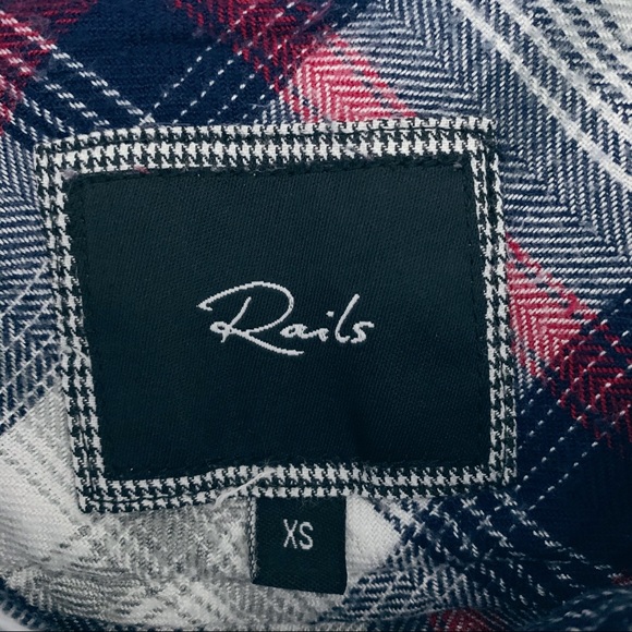 Rails Blue, Red and White Plaid Flannel Shirt XS - Picture 4 of 8